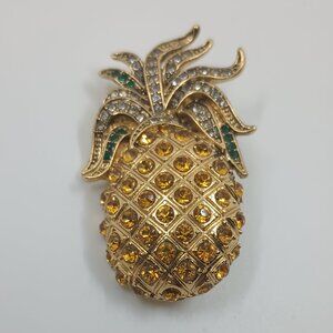 Vintage CAROLEE Rhinestone Encrusted Pineapple Brooch.